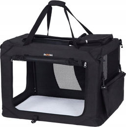 Feandrea faltbare Haustier-Transportbox für Katzen und Hunde mit atmungsaktivem Netz und Griffen Schwarz 102 x 69 x 69 cm – Bild 1 von 1