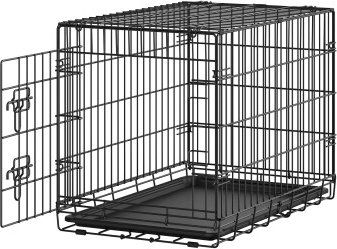 Feandrea Faltbare Hundetransportbox aus Stahl und Kunststoff mit 1 Tür und Kunststoffschale in Schwarz Größe M – Bild 1 von 3