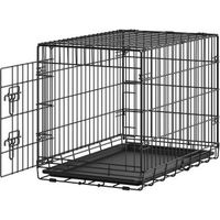 Produktbild von Feandrea Faltbare Hundetransportbox aus Stahl und Kunststoff mit 1 Tür und Kunststoffschale in Schwarz Größe M
