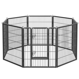 Feandrea Freilaufgehege XXL Laufstall aus Metall mit 8 Gitterplatten 77 x 100 cm Schwarz – Bild 1 von 4