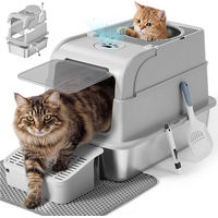 Produktbild von Feandrea Haubentoilette aus Edelstahl für erwachsene Katzen in Grau