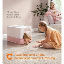 FEANDREA Haubentoilette für Katzen in Weiß-Rosa aus Kunststoff – Bild 1 von 4