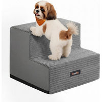 Produktbild von Feandrea Haustiertreppe aus grauem Polyester für kleine Hunde und Katzen mit 2 Stufen und waschbarem Bezug in Größe M