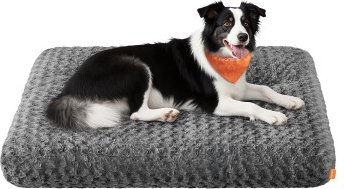 FEANDREA Hundebett aus Plüsch in Grau XL waschbar – Bild 1 von 3