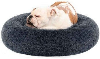 Feandrea Hundebett Donut Kissen aus Plüsch grau waschbar – Bild 1 von 3