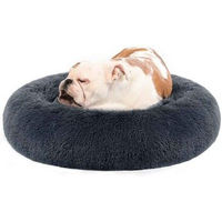 Produktbild von Feandrea Hundebett Donut Kissen aus Plüsch grau waschbar