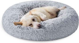 Feandrea Hundebett Donut Kissen aus Plüsch grau waschbar – Bild 1 von 3