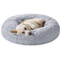 Produktbild von Feandrea Hundebett Donut Kissen aus Plüsch grau waschbar