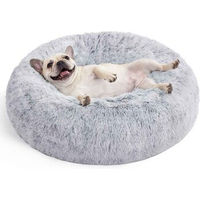 Produktbild von Feandrea Hundebett Donut Kissen aus Plüsch grau waschbar