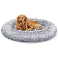 Produktbild von Feandrea Hundebett Donut Kissen aus Plüsch grau waschbar