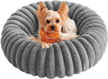 FEANDREA Hundebett und Katzenbett aus Plüsch in Grau S mit 50cm Durchmesser waschbar – Bild 1 von 8