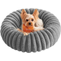 Produktbild von FEANDREA Hundebett und Katzenbett aus Plüsch in Grau S mit 50cm Durchmesser waschbar