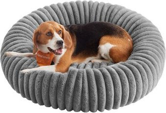 Feandrea Hundebett und Katzenbett aus Plüsch in Grau XL waschbar – Bild 1 von 3
