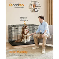 Produktbild von Feandrea Hundebox Transportbox aus Draht mit 2 Türen Schwarz Größe L