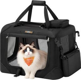 FEANDREA Hundebox Transporttasche für kleine Rassen aus wasserabweisendem Oxford-Gewebe Größe S Schwarz – Bild 1 von 8