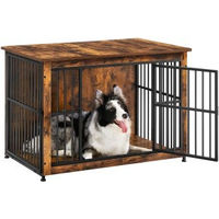 Produktbild von FEANDREA Hundekäfig Möbel Beistelltisch aus Holzspanplatte und Stahl in Braun und Grau