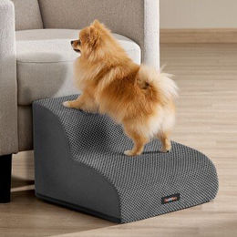 Feandrea Hundetreppe aus Cord in Grau mit rutschfestem und wasserdichtem abnehmbarem Bezug für kleine Hunde und Senioren – Bild 1 von 2