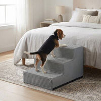 Produktbild von Feandrea Hundetreppe aus grauem Cordstoff waschbar Größe L