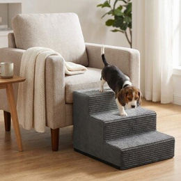 Feandrea Hundetreppe aus grauem Cordstoff Waschbar Größe L – Bild 1 von 2