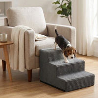 Produktbild von Feandrea Hundetreppe aus grauem Cordstoff Waschbar Größe L