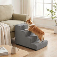 Produktbild von Feandrea Hundetreppe aus grauem Cordstoff XL wasserabweisend waschbar