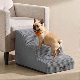 Feandrea Hundetreppe mit Schaumstoff für Hunde und Katzen hellgrau Größe L – Bild 1 von 1