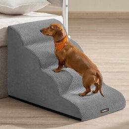 FEANDREA Hundetreppe XL aus Waffelcord in Grau mit rutschfestem und wasserdichtem abnehmbarem Bezug – Bild 1 von 3