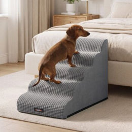 Feandrea Hundetreppe XXL aus Schaumstoff für Hunde und Katzen in Grau – Bild 1 von 2