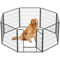 Produktbild von Feandrea Hundezaun XXL aus Metall grau 8 Platten transportabel 1,6 m x 80 cm
