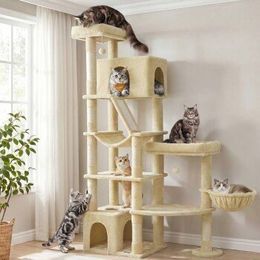 Feandrea Jumbo Kratzbaum für große Katzen in Beige mit Sisal 188,2 cm hoch – Bild 1 von 1