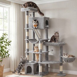 Feandrea Jumbo Kratzbaum für große Katzen in Hellgrau 188,2 cm hoch – Bild 1 von 2