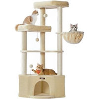 Produktbild von Feandrea Jumbo Kratzbaum für Katzen in der Raumecke mit großer Kuschelhöhle und Sisal in Beige