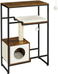 FEANDREA Katzenbaum 2-in-1 Kratzbaum mit Sisal und Kissen in Braun 114 cm – Bild 1 von 13