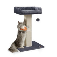 Produktbild von Feandrea Katzenbaum CLAWFY Kollektion PCA022G01 in Taubengrau mit Sisalkratzstamm und Plüschplattform