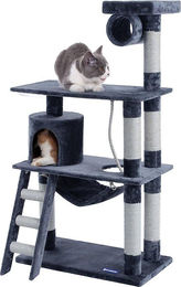 Feandrea Katzenbaum für Hauskatzen in Dunkelgrau mit Katzenliege und Leiter 140 cm Höhe mit verstärkten Seilspringsystemen – Bild 1 von 1