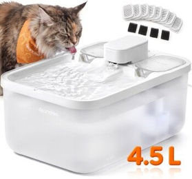 Feandrea Katzenbrunnen Trinkbrunnen für Katzen mit Filter und Trockenlaufschutz 4,5 L Weiß – Bild 1 von 1