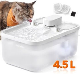 Feandrea Katzenbrunnen Trinkbrunnen für Katzen mit Filtern und Trockenlaufschutz 4,5 L Weiß – Bild 1 von 1