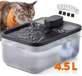 Feandrea Katzenbrunnen Trinkbrunnen für Katzen mit Filtern und Trockenlaufschutz Schwarz 4,5 L – Bild 1 von 2