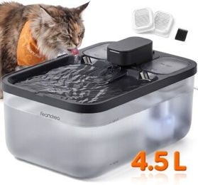 Feandrea Katzenbrunnen Trinkbrunnen für Katzen mit Filtern und Trockenlaufschutz Schwarz 4,5 L – Bild 1 von 2