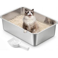 Produktbild von Feandrea Katzenklo aus Edelstahl offene Katzentoilette Silber