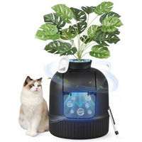 Produktbild von FEANDREA Katzenklo Blumentopf als versteckte Katzentoilette mit künstlicher Pflanze in Schwarz