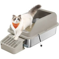 Produktbild von Feandrea Katzenklo Edelstahl XXL Offene Schalentoilette für große Katzen mit Schaufel