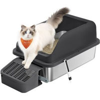 Produktbild von Feandrea Katzenklo Edelstahl XXL Offene Schalentoilette für große Katzen mit Schaufel