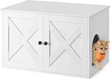 Feandrea Katzenklo-Schrank als Möbel-Toilette und Beistelltisch aus Holz in Weiß 80 x 53 cm – Bild 1 von 3