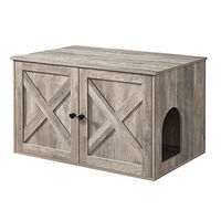 Produktbild von Feandrea Katzenklo Schrank aus Holz in Beige Grau mit herausnehmbarer Trennwand 80 x 53 x 50 cm