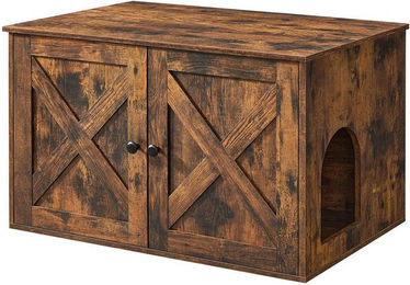 Feandrea Katzenklo Schrank aus Holz in Braun als Möbel-Toilette für erwachsene Katzen – Bild 1 von 9