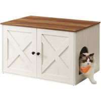 Produktbild von FEANDREA Katzenklo Schrank aus Holz in Braun und Weiß