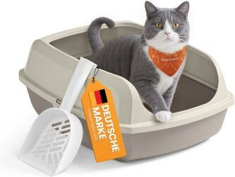 Feandrea Katzenklo XL Offene Schalentoilette für Katzen mit hohen Seitenwänden und Schaufel Beige – Bild 1 von 7