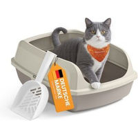 Produktbild von Feandrea Katzenklo XL Offene Schalentoilette für Katzen mit hohen Seitenwänden und Schaufel Beige