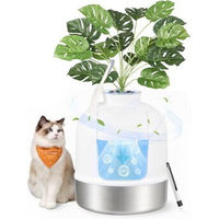 Produktbild von Feandrea Katzenklo XXL Edelstahl Geschlossene Katzentoilette mit Pflanze und Schaufel Weiß